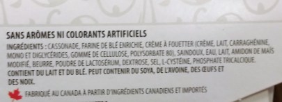 ingrédients d'une tarte au sucre industrielle